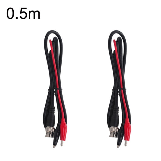 0.5m coaxial cable with BNC plug and two crocodile clip leads, black with red tips