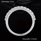 Arched silver ring with round moissanite stones; ring width shown as 0.15cm