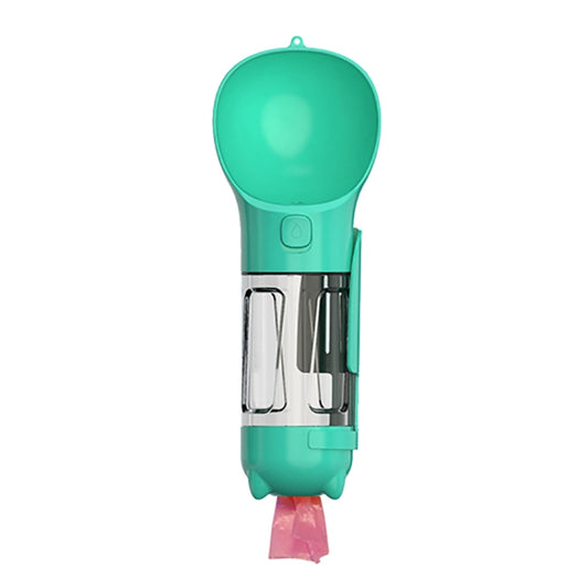 Portable leakproof dog water fountain bottle, green dome and stainless steel insert