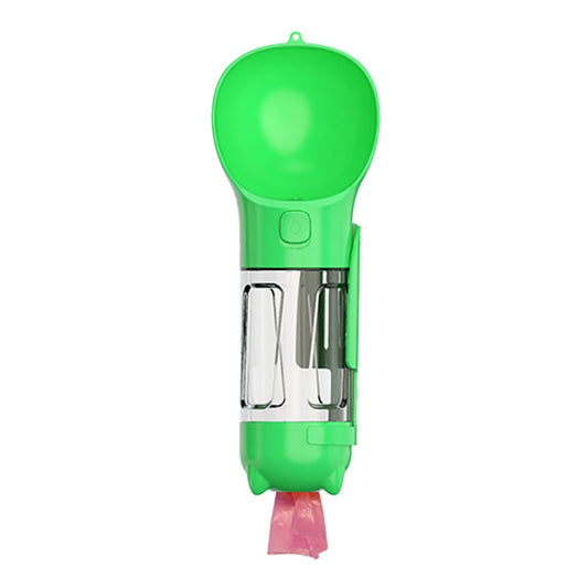 Portable leakproof dog water fountain bottle, green dome and stainless steel drinking unit