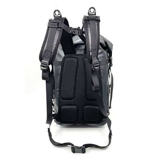 Waterproof diving fins bag backpack in dark gray with padded back panel and shoulder straps