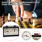 Portable chess timer with quartz dials and red hands during a chess match