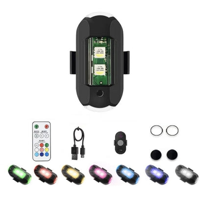 Motorcycle magnetic warning flash light with remote control, black housing and LED modules
