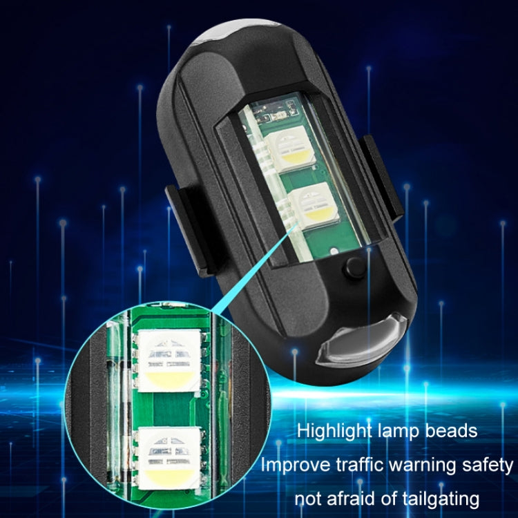 Black magnetic motorcycle warning flash light with close-up of internal LED beads