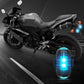 Blue glowing motorcycle magnetic warning flash light attached under the bike