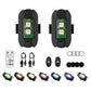 Two black magnetic motorcycle warning flash lights with remote control, mounts, and rings