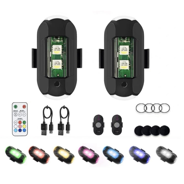 Two black magnetic motorcycle warning flash lights with remote control, mounts, and rings