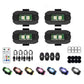 Four black magnetic motorcycle warning flash lights kit with remote, cables, and mounting rings