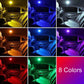 Magnetic LED reading light in car showing multiple colored cabin light modes