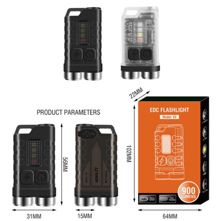 Mini keychain flashlights showing black and clear versions with metal ends
