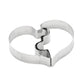 Heart-shaped metal puzzle cookie mold set with two interlocking halves