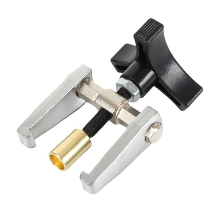 Automotive glass removal tool with puller claws and black handle, silver metal frame