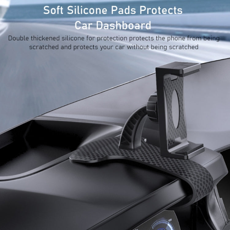 Car dashboard phone holder with soft silicone pads and textured cradle