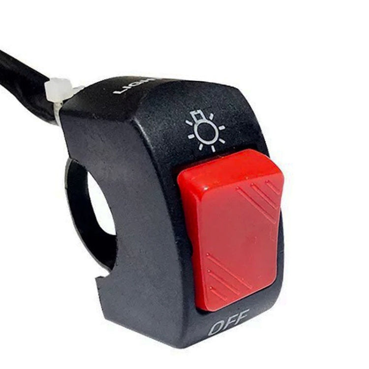 Black double-flash warning light switch with red rocker and sun icon