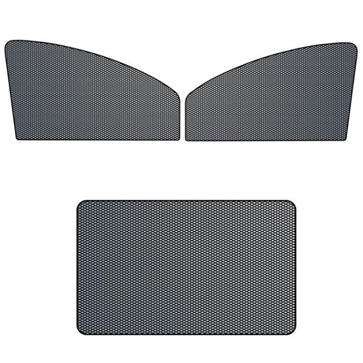 Set of car window magnetic sunshade mesh panels in dark gray