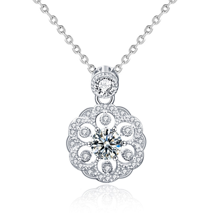 925 silver cherry necklace with round floral Moissanite pendant