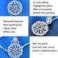 Silver moissanite-style flower pendant necklace with ornate prong-set halo
