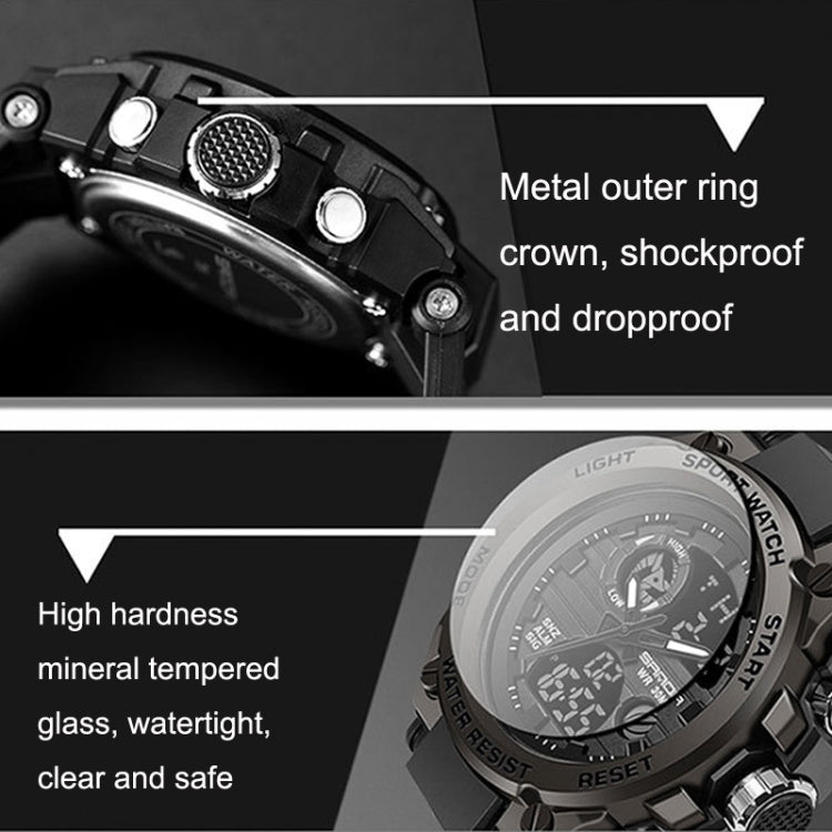 Close-up of sport watch crown and rugged bezel with metal outer ring