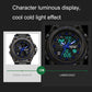 Waterproof sports watch with luminous blue chronograph dial and night light display