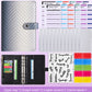 Chevron-pattern PU notebook with binder rings and snap tab closure, gray-blue
