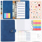 A6 loose-leaf cash budget binder notebook, treasure blue PU leather cover with rings