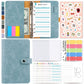 A6 loose-leaf cash budget binder notebook, light blue-gray PU leather cover with rings