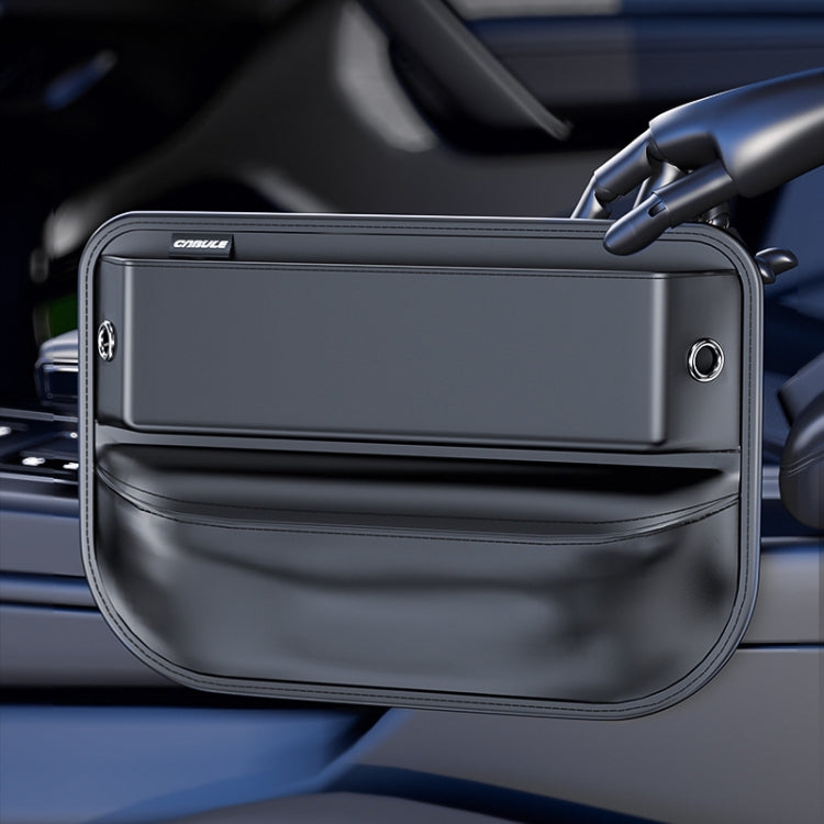 Black car extended storage bag with front pocket and circular grommet