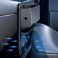Black car seat gap storage box mounted vertically between seats