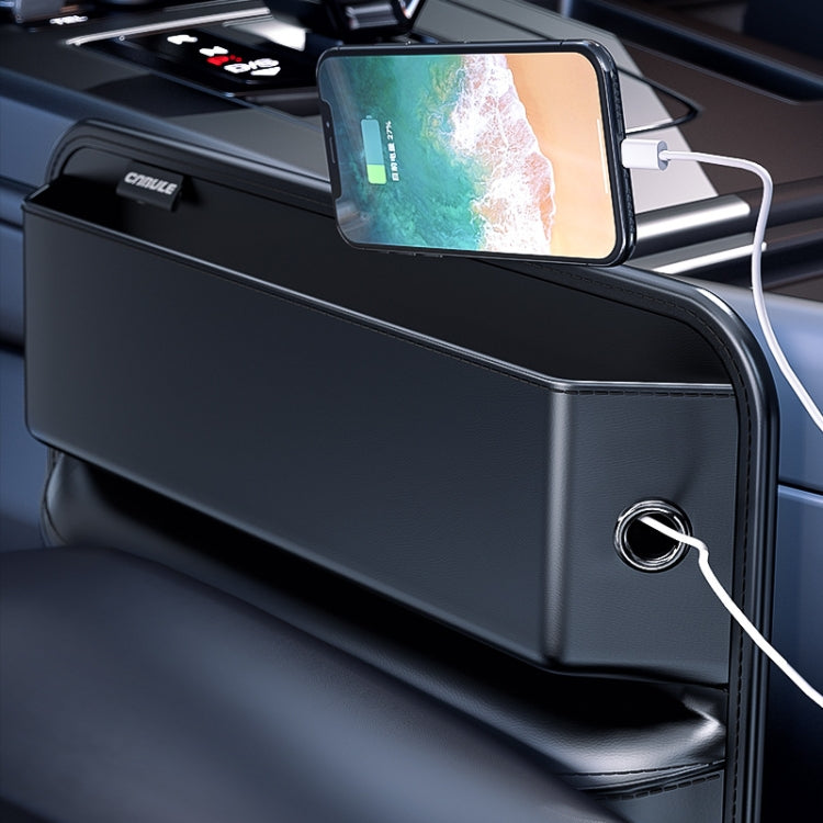 Black car extended storage bag with phone opening and cable port