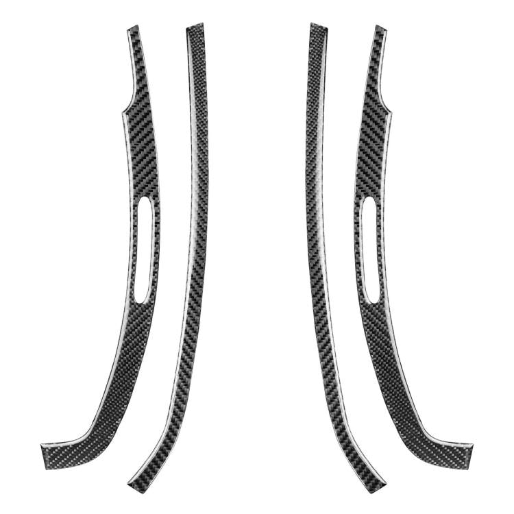 Door storage vent sticker set, black carbon-fiber style long strips with oval cutouts