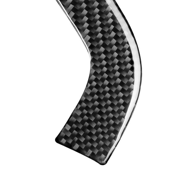 Black carbon-fiber style vent sticker strip with curved end and textured weave pattern
