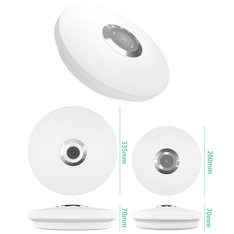 White round LED ceiling lamp, flush mount with two light covers and size diagram