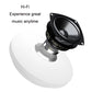 Flush-mount LED ceiling lamp with black speaker-like panel attached on top
