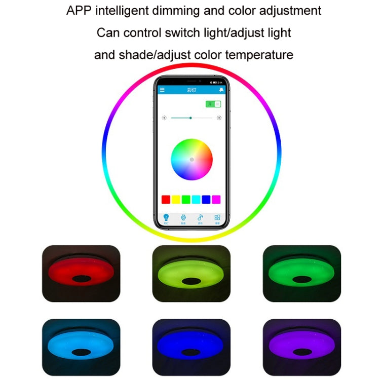 RGB LED ceiling light color options with app control shown for lamp