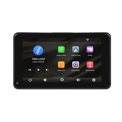 Black 7-inch HD wired car smart screen with app icons and control buttons.
