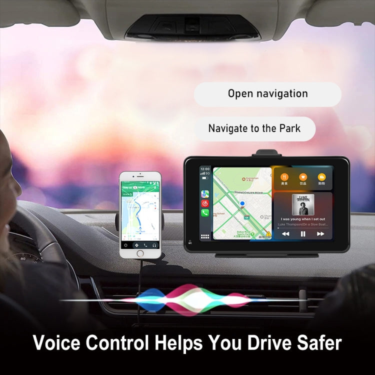 7-inch car smart screen in dashboard, navigation map and voice control prompts visible