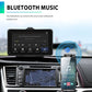 Car smart screen playing music connected to a smartphone via Bluetooth.