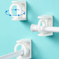 Set of white rotary ring hooks, adjustable circular rings on square wall mounts