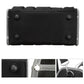 Black tool bag with snap button end panels and metal grommets
