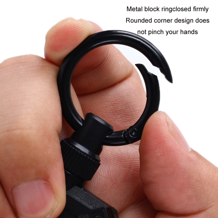Black key ring attachment with rounded housing and clasp connector