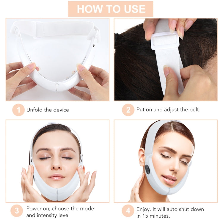 White EMS microcurrent face massager being put on and adjusted with hands