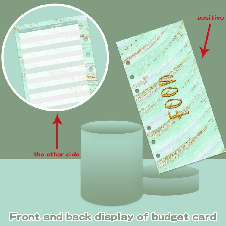 Mint crocodile-pattern budget card divider sheet showing front and back