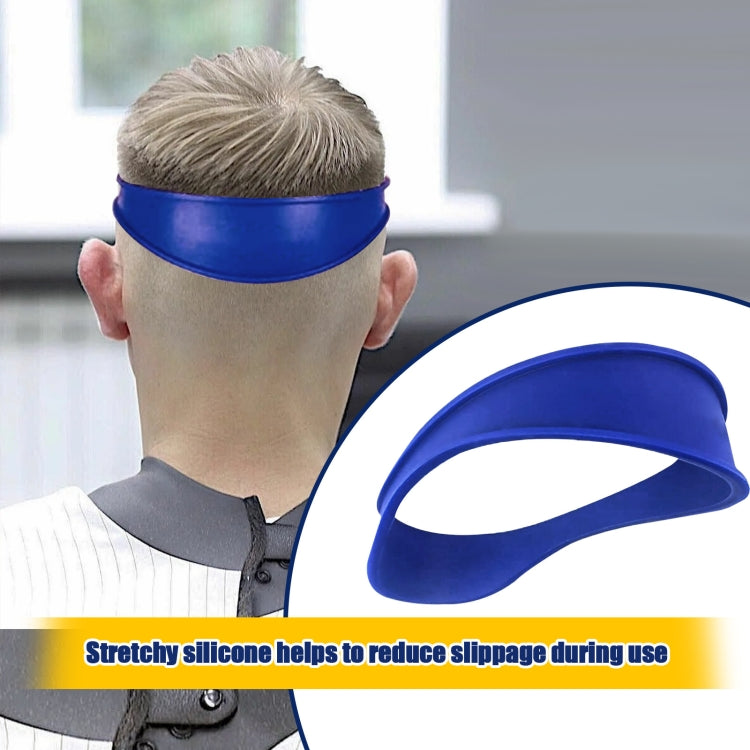 Blue neck hair line guide trimming template on the back of the head