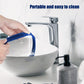 Blue neck hair line guide trimming template rinsed at a sink