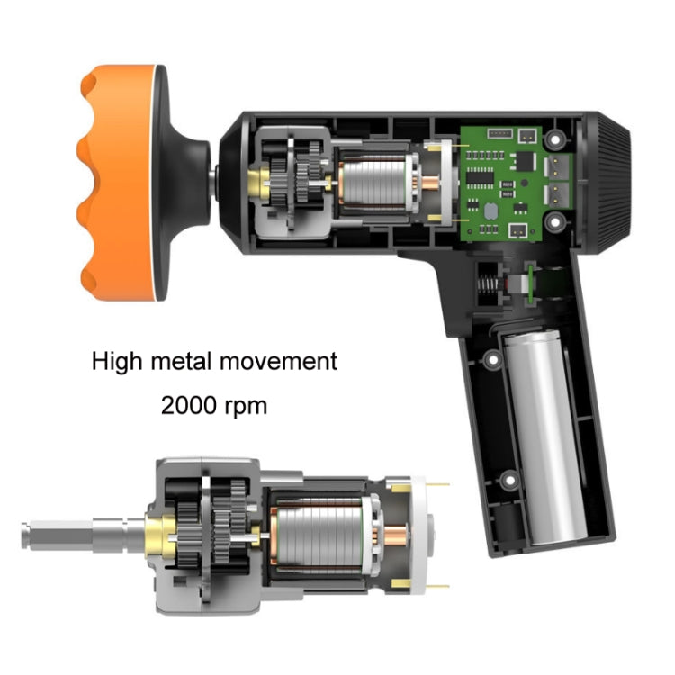 Car waxing machine with cutaway view of internal motor and gear assembly