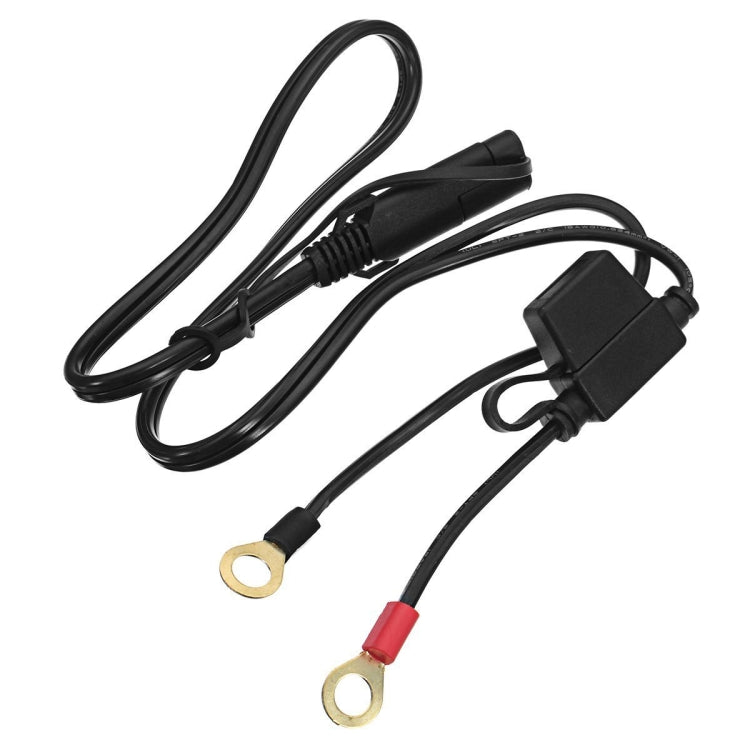 SAE quick disconnect battery extension cable with ring terminals and inline connector