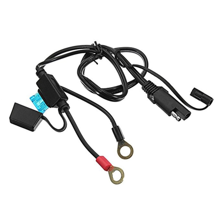SAE quick disconnect extension cable with inline fuse and ring battery terminals