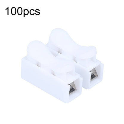 White self-locking push terminal block with two metal contacts, 2-pole (100 pcs)