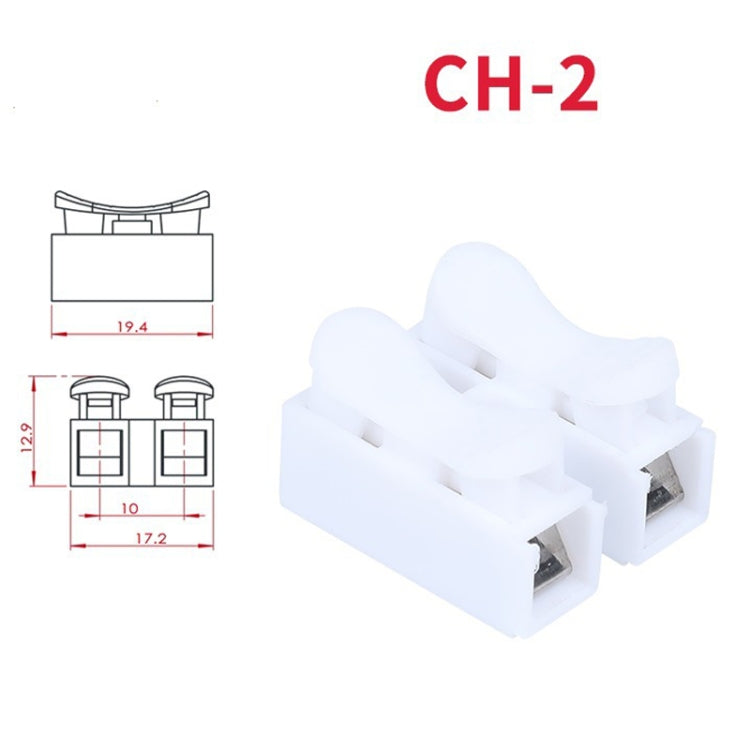 White CH-2 self-locking push terminal block, two metal contacts, 2-pole