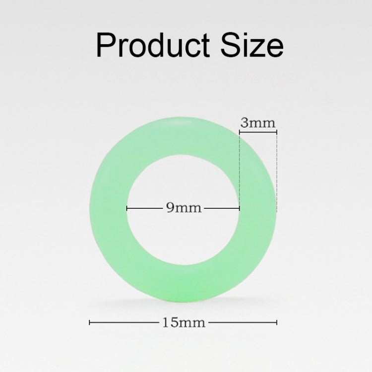Size diagram: luminous silicone reflective ring, 15mm outer, 9mm inner